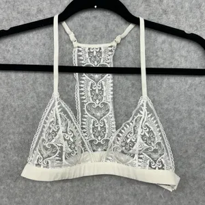 Etam Women’s Size 34B White/Ivory Heart And Floral Sheer Lace Bralette thumbnail 1