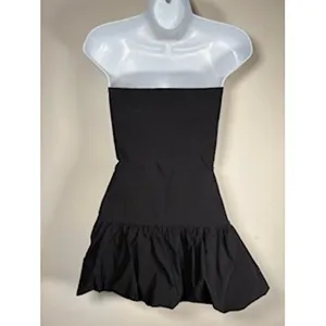 BOOHOO Strapless Mini Dress 4 Black‎ Bubble Hem Tube Top Party LBD Night Out thumbnail 3