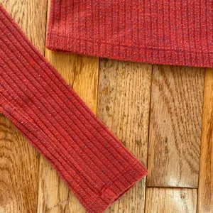 Urban Outfitters berry red ribbed square neck long sleeve top thumbnail 3