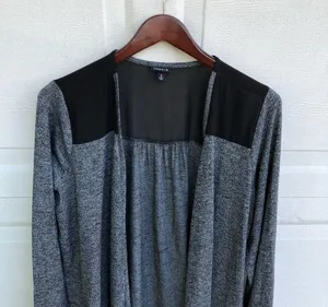 Torrid Women’s Cardigan Gray Black Open Front Sheer Plus 2X thumbnail 4