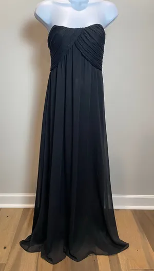 Vera Lucci Womens Maxi Chiffon Sweetheart Neck Dress Size S Black thumbnail 1