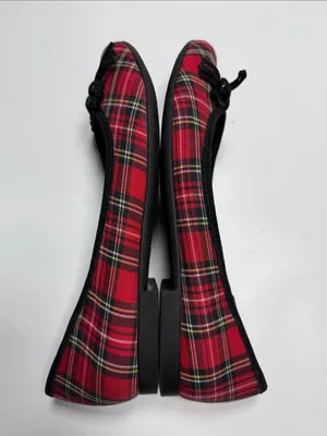 L.L. Bean Plaid Tartan Bow Ballet Flats S-546 Sz 7.5 thumbnail 7