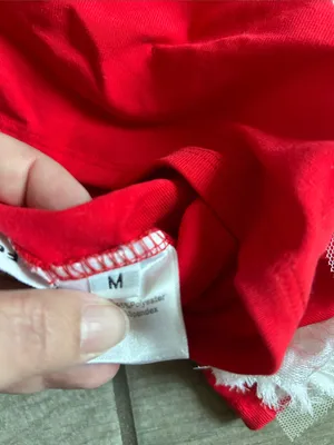 Red Floral-Trim Crop Tank with Spaghetti Straps thumbnail 3