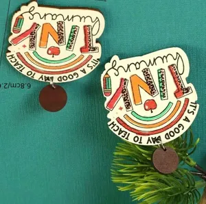 Wooden Teacher Earrings, "It's A Good Day To Teach Tiny Humans.” thumbnail 3