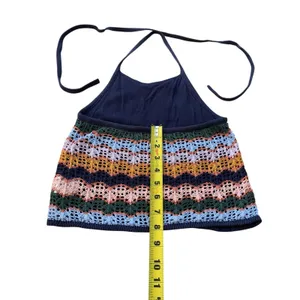American‎ Eagle Crochet Halter Top XS Multicolor Chevron Boho Festival Core thumbnail 8