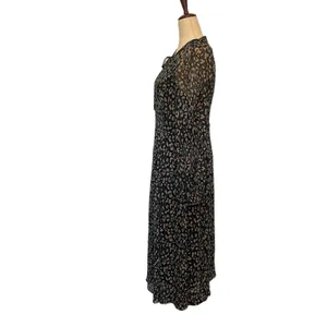 Tommy Hilfiger Maxi Dress 6 Dark Boho Y2K Whimsigoth Sheer Animal Print Tie Neck thumbnail 5