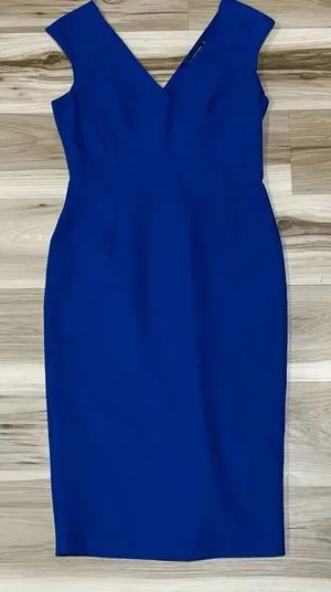 Zara Royal Blue Deep V Neck Dress Women’s Medium thumbnail 1