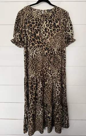 Pretty Garden Women’s Large Leopard Ruffle Tiered Maxi Dress thumbnail 1