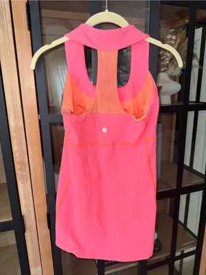 Lululemon Scoop Neck Tank top Luon Neon Flare mesh sports bra racerback thumbnail 2