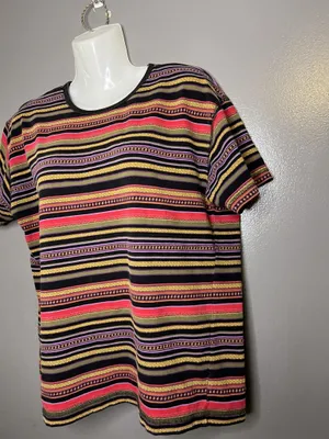 Vintage Pacer Shirt Womens Medium Multicolor Striped Crewneck Retro Tee 90s thumbnail 4