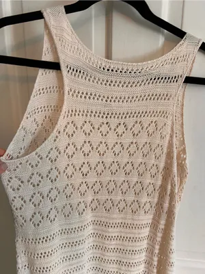 Cupshe Cream Crochet Tank Coverup Dress M thumbnail 6