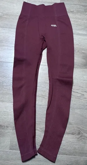 AYBL Women Burgundy Seamless‎ High Waisted Compression Gym Leggings Size Small S thumbnail 1
