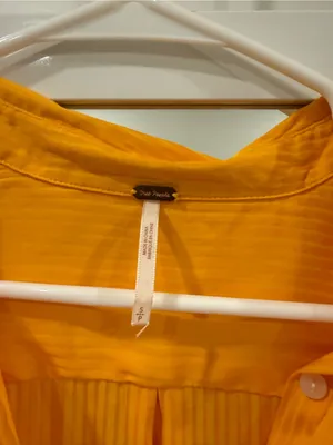 Free People Penelope Button Down Long Sleeve Blouse vibrant marigold yellow thumbnail 3