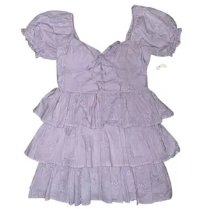 Lavender Puff Sleeve corset Tiered Dress orchid petal medium altar’d state nwt thumbnail 2
