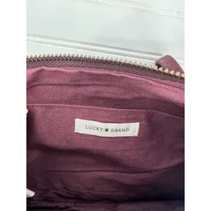 Lucky Brand Wristlet Pouch Women OS Burgundy Floral Embroidered Suede Boho thumbnail 5