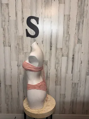 Zaful Strapless Bandeau Ruffle Bikini Set 2 Piece Swimsuit Womens Small Dusty Pi thumbnail 6