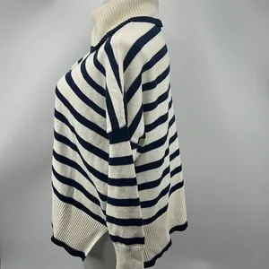 Loft medium striped long sleeve cotton poly blend sweater thumbnail 4