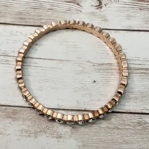 Vintage Bracelet / Bangle - Rose Gold Tone & Clear Gems thumbnail 5