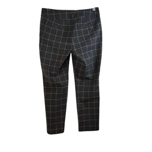 LOFT‎ Petite Marisa Pants Charcoal Grey Pink Plaid Straight Leg Casual Size 2P thumbnail 2