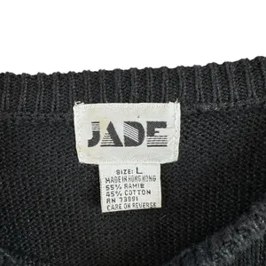Vintage 80's/90's Jade Black Sequin Embellished Cotton Ramie Sweater Size Large thumbnail 6