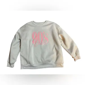 SheIn 90’s Babe Graphic Sweatshirt Beige‎ Pink Retro Pullover Sz L Y2K Cozy Oversized thumbnail 6