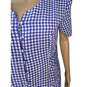 Coco Bianco Vintage Short Sleeve Checkered Long Button Up Dress thumbnail 2
