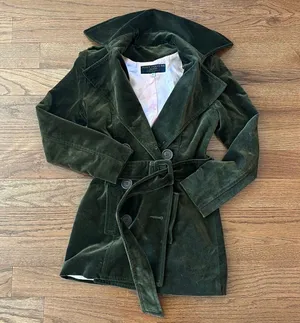 Juicy Couture vintage army green velvet trench coat thumbnail 1