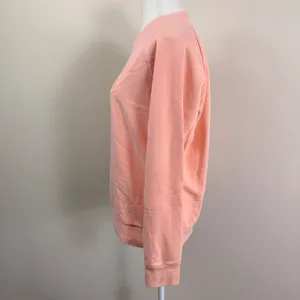 Adidas Womens Peach Coral Embroidered Logo Crewneck Sweatshirt Raglan Large thumbnail 2