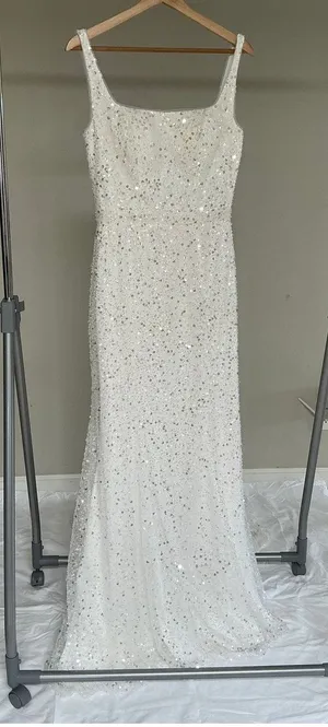 AW Bridal Sleeveless Sequin and Beaded Wedding Dress W6 White/Ivory thumbnail 1