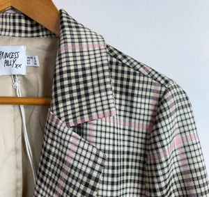 Princess Polly Classic Victoria Blazer Jacket plaid Black Pink Tan oversized 2 thumbnail 5