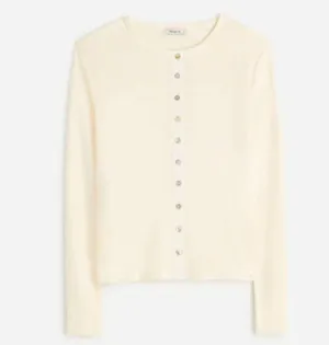 NWT Madewell Vintage Ivory Garment-Dyed Ribbed Cardigan Tee - Size: Extra Small thumbnail 8