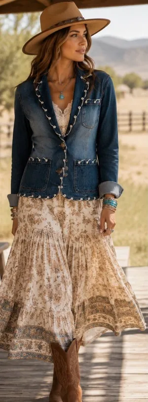 Vintage New Identity Denim Jacket Boho Lace Trim Button Front Cotton India~ M💛 Blue Size M thumbnail 1