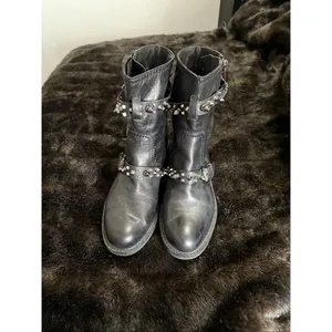 Sam Edelman Adele womens black leather Biker Moto boots studded Spiked 8 Biker thumbnail 2