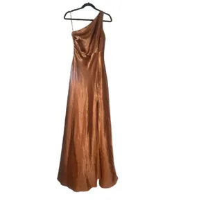 BIRDY GREY Kira copper satin 1 shoulder bridesmaid bridal maxi dress NWOT Medium thumbnail 2