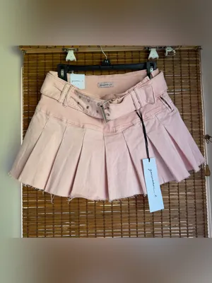 Generation K Pink Low Rise Pleated Denim Mini Skirt Medium NWT thumbnail 2