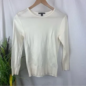 Ralph Lauren Ivory Knit Long Sleeve Sweater Top M thumbnail 2