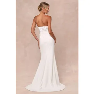 NWT Lulus To Be Yours Ivory Strapless Pleated Mermaid Maxi Dress Wedding Sz M thumbnail 2