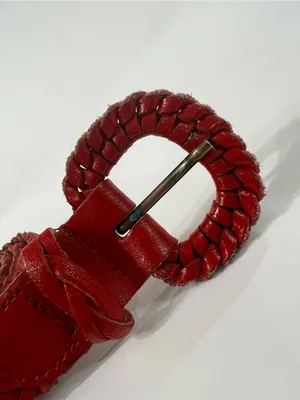 Genuine Leather Braided Belt Red Made in Argentina Western Boho thumbnail 3