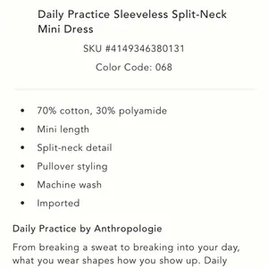 Anthropologie Daily Practice Sleeveless Split-Neck Mini Dress thumbnail 5