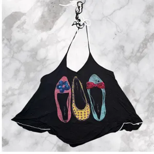 Vintage Y2K Halter Top Backless Flowy Ballet Flats Graphic Tank M thumbnail 12