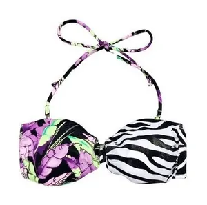 Victoria's‎ Secret Swim Black Floral Zebra Convertible bikini top size XS thumbnail 1