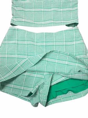 TCEC Gingham Puff Sleeve Crop Top + Skort Set // Picnic Coquette Summer Vibe M thumbnail 7