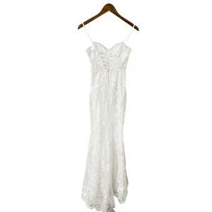 Lulus Ethereal Elegance White Embroidered Lace-Up Maxi Dress size XXS thumbnail 4