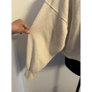 Offline By Aerie Sweatshirt Ruched Front Long Sleeve Vneck Thumbholes Beige XL thumbnail 5