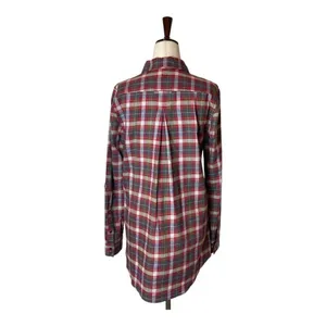 Tyler Boe Shirt Women Small Red Plaid Cotton Collared‎ Pleated Tina Tunic Preppy thumbnail 3