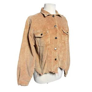 POL Women’s Colorblocked Raw Hem Distressed Button Up Jacket thumbnail 2
