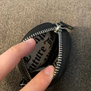 Juicy couture black faux leather Coin Purse Headphone Makeup Travel Keychain thumbnail 7