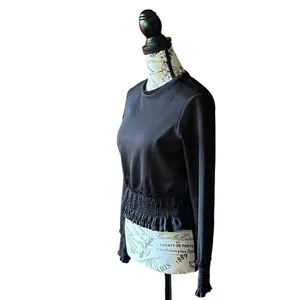 Zara WB Collection Black Cinched Waist Cropped Pullover Top S Goth Grunge Rodeo thumbnail 3