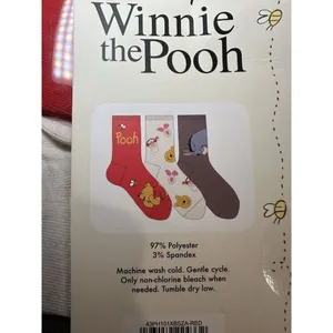 New Disney Winnie the Pooh Women's Graphic Crew‎ Socks, 3 Pack, Sizes 4-10 thumbnail 3