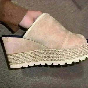 Nude wedges size 36 faux suade top thumbnail 1